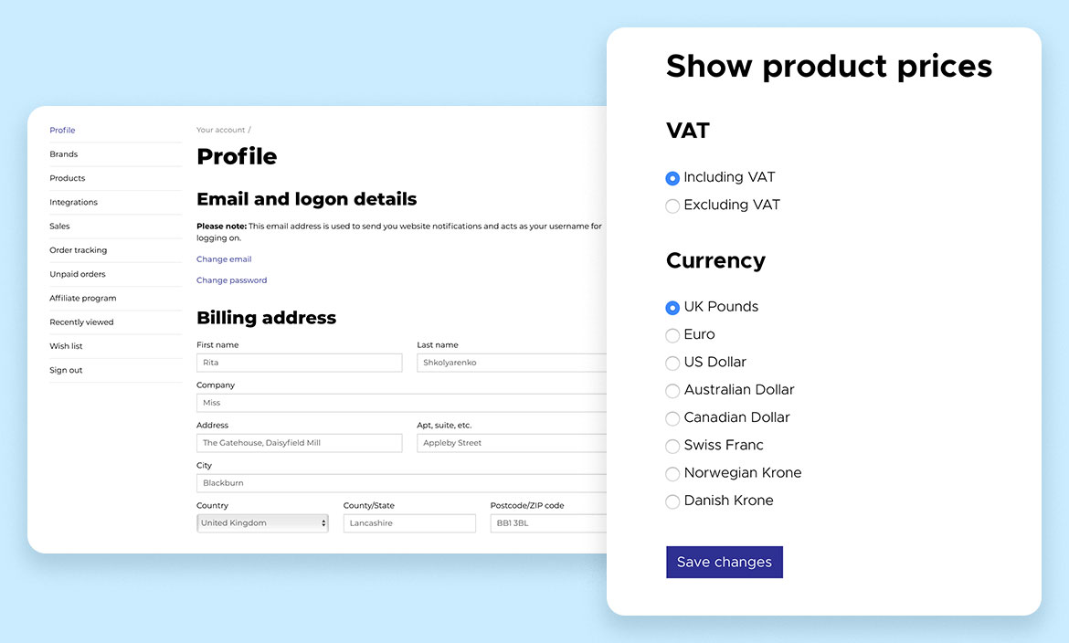 Accounting system integration with multi-language, multi-currency functionality