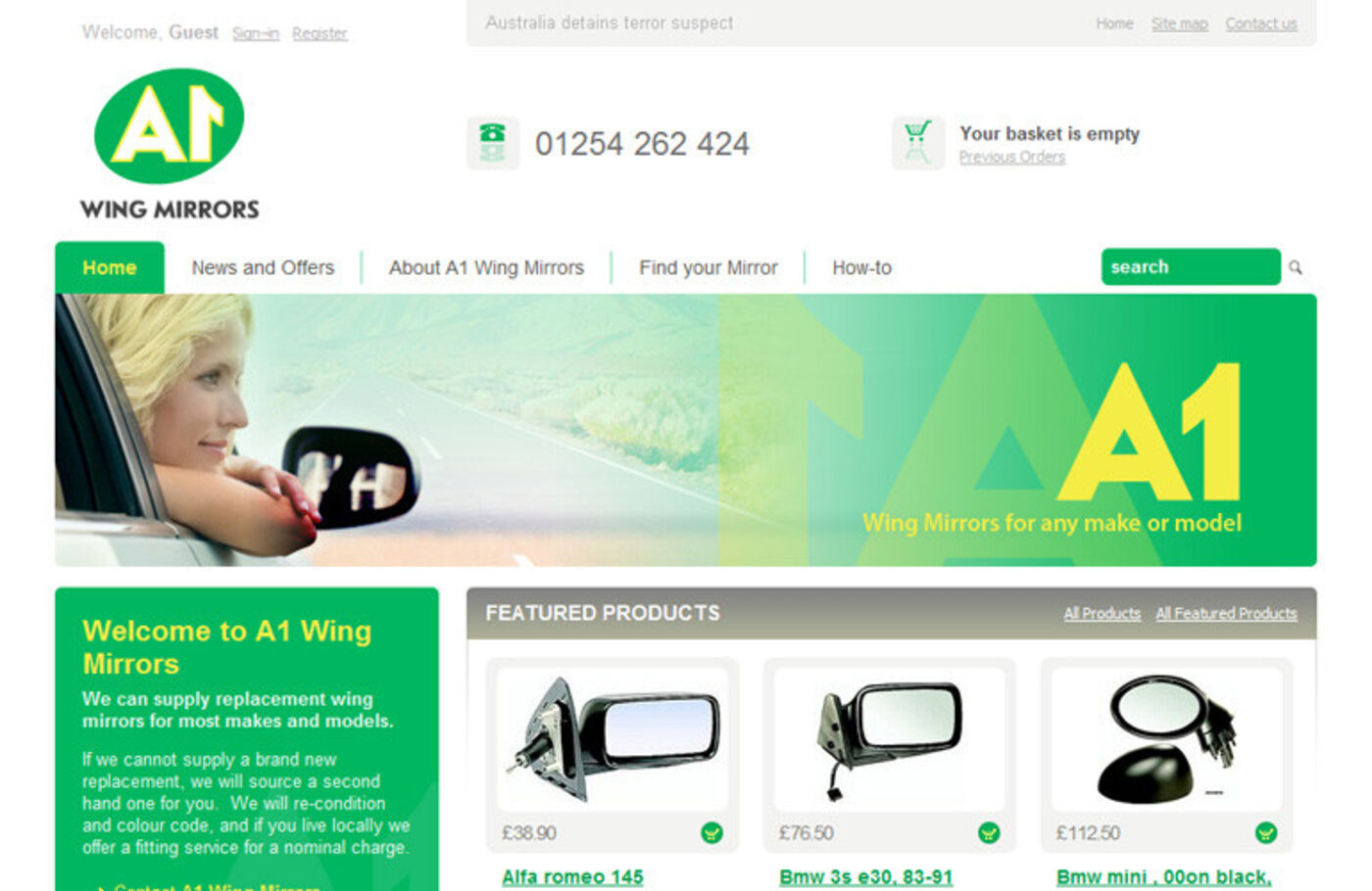 A1 Wing Mirrors Homepage header - A1 Wing Mirrors