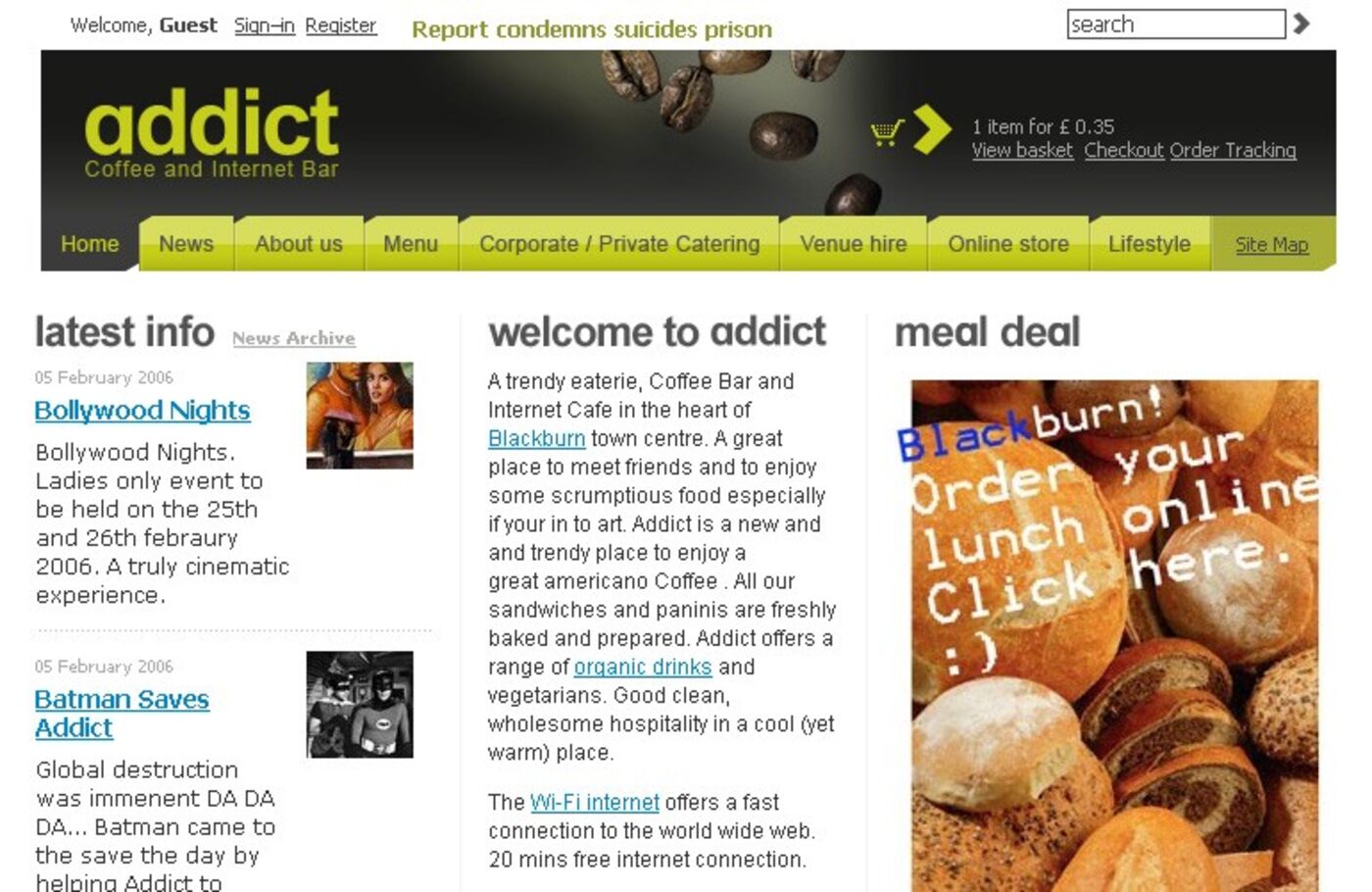 Addict Homepage header