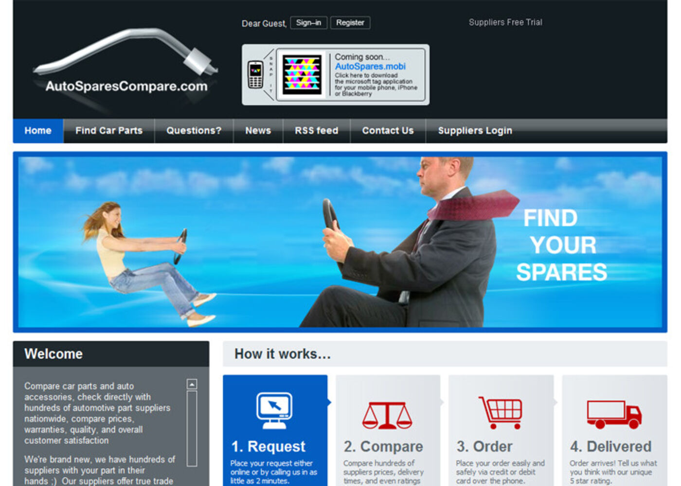 Auto Spares Compare Homepage header