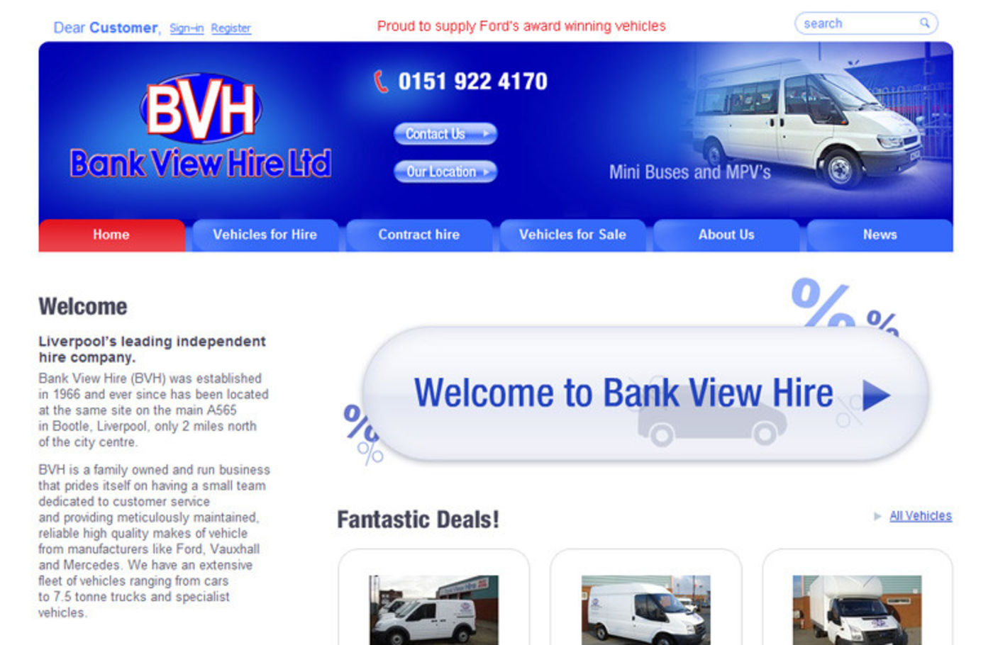Bank View Hire Homepage header