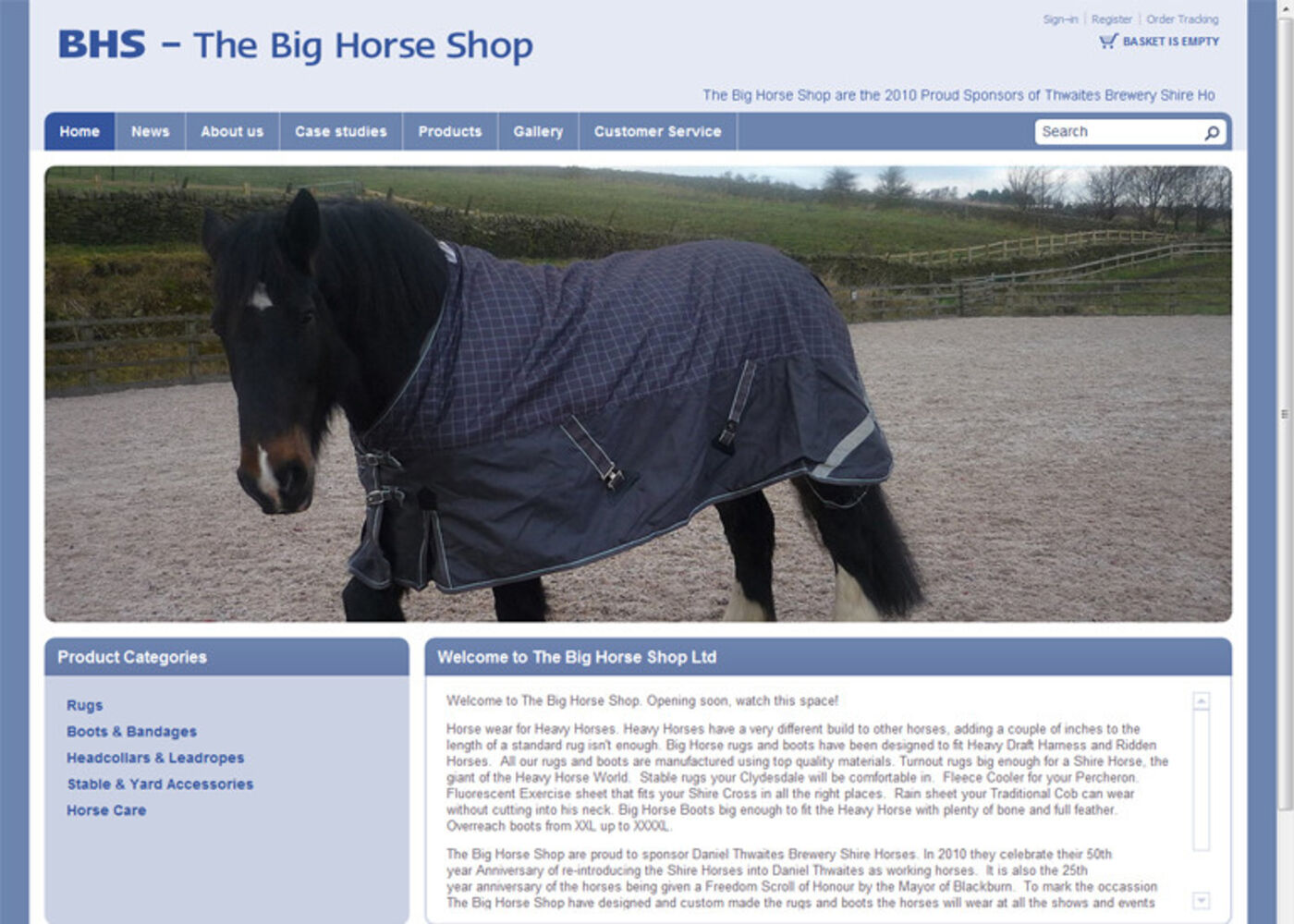 The Big Horse Shop (2009) Homepage header