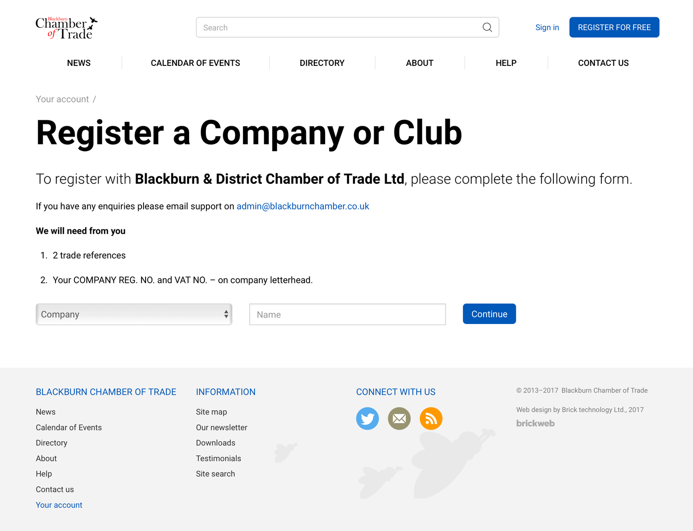 Blackburn Chamber of Trade Company register