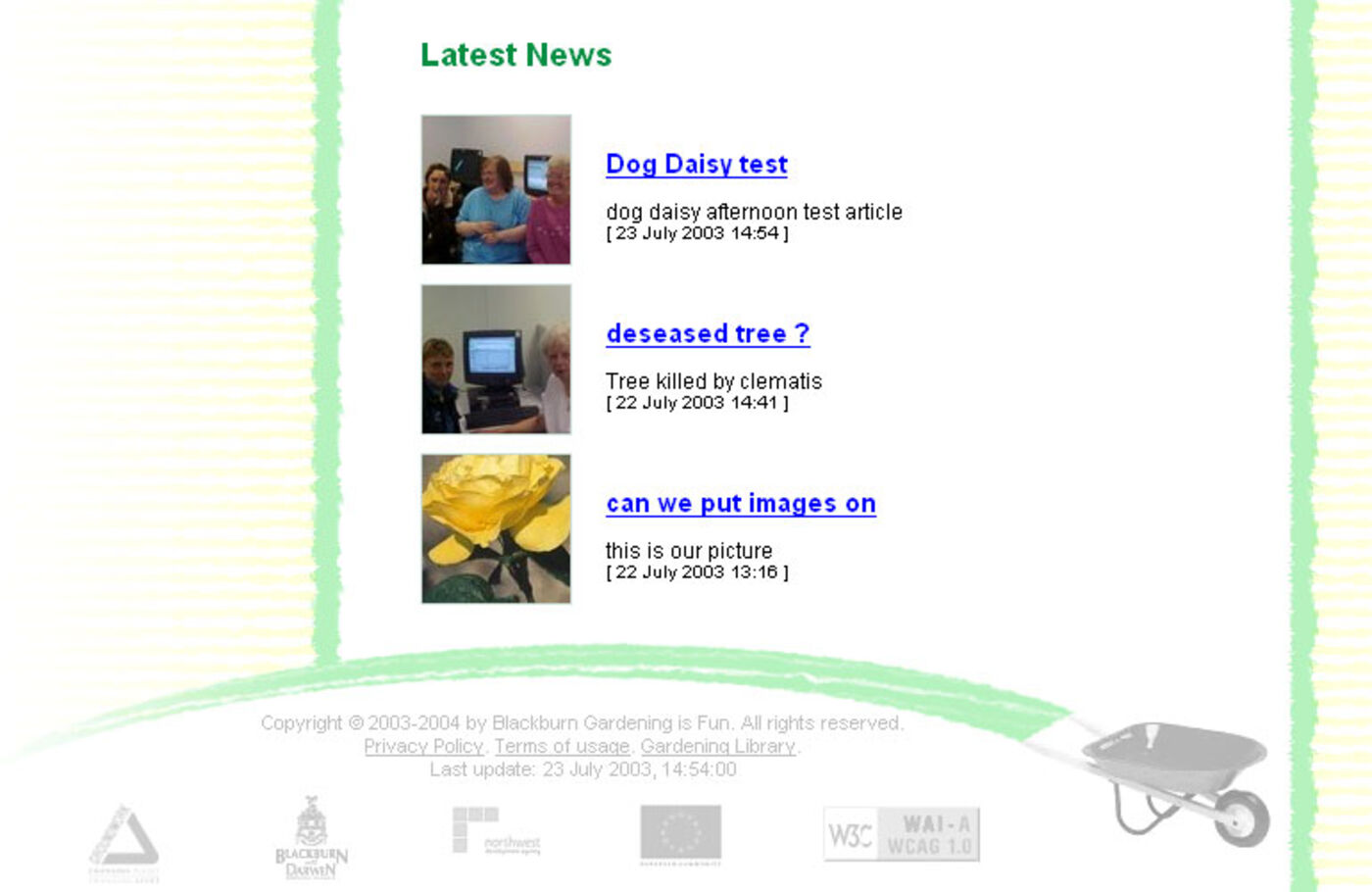 Blackburn Gardening is Fun Homepage footer