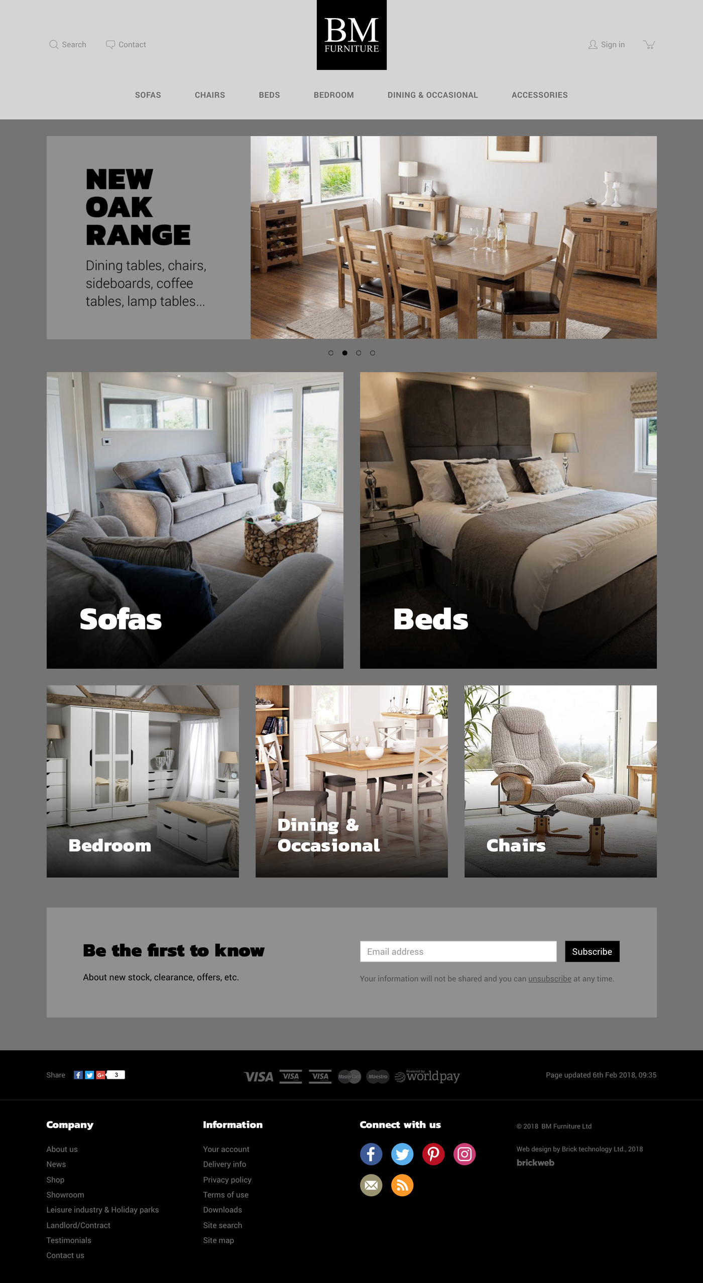 BM Furniture Home page