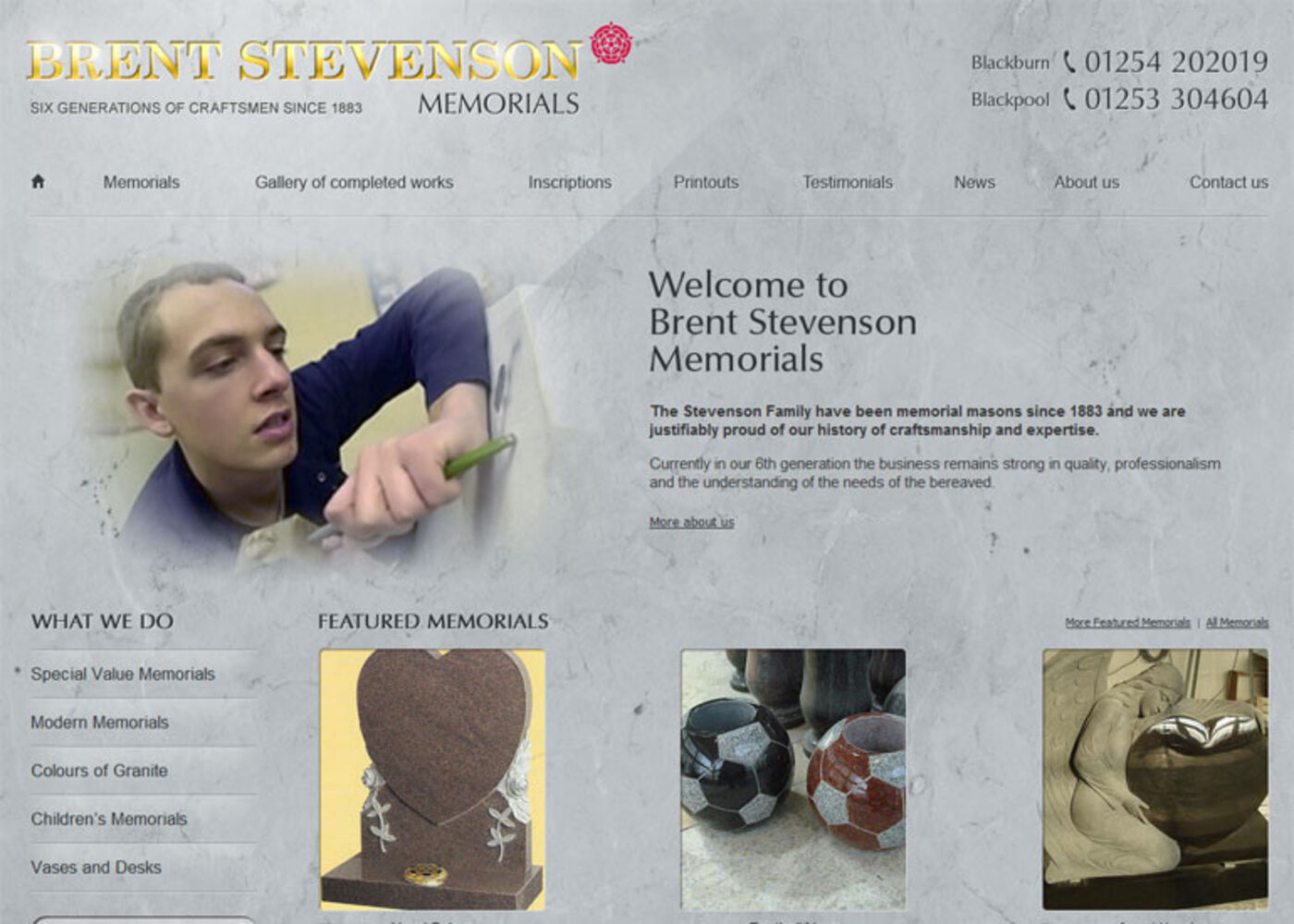 Brent Stevenson Memorials Homepage header
