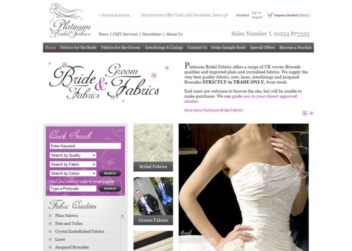 Bridal Fabrics (2009) Homepage header