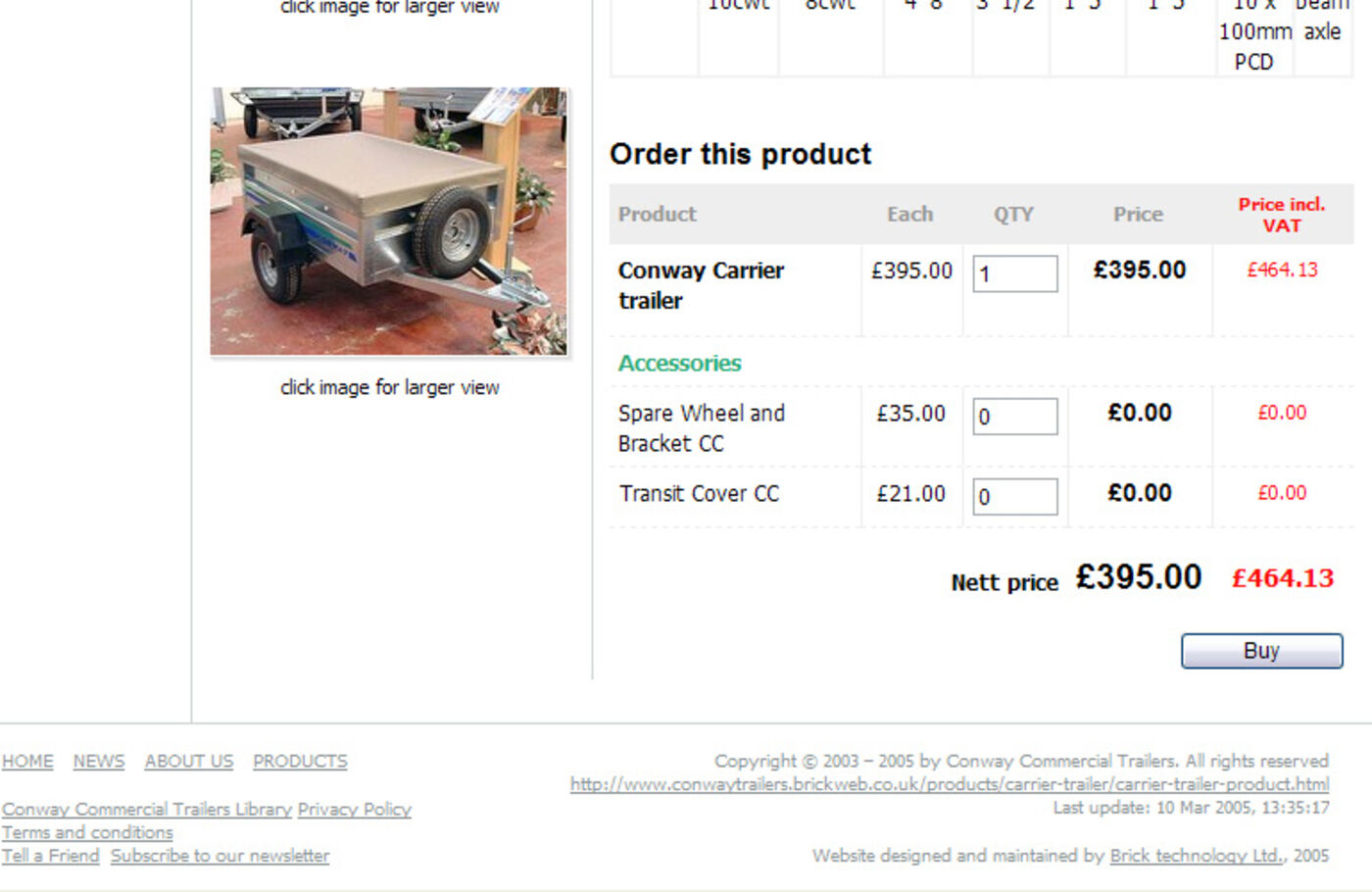 Conway Commercial Trailers Product page footer