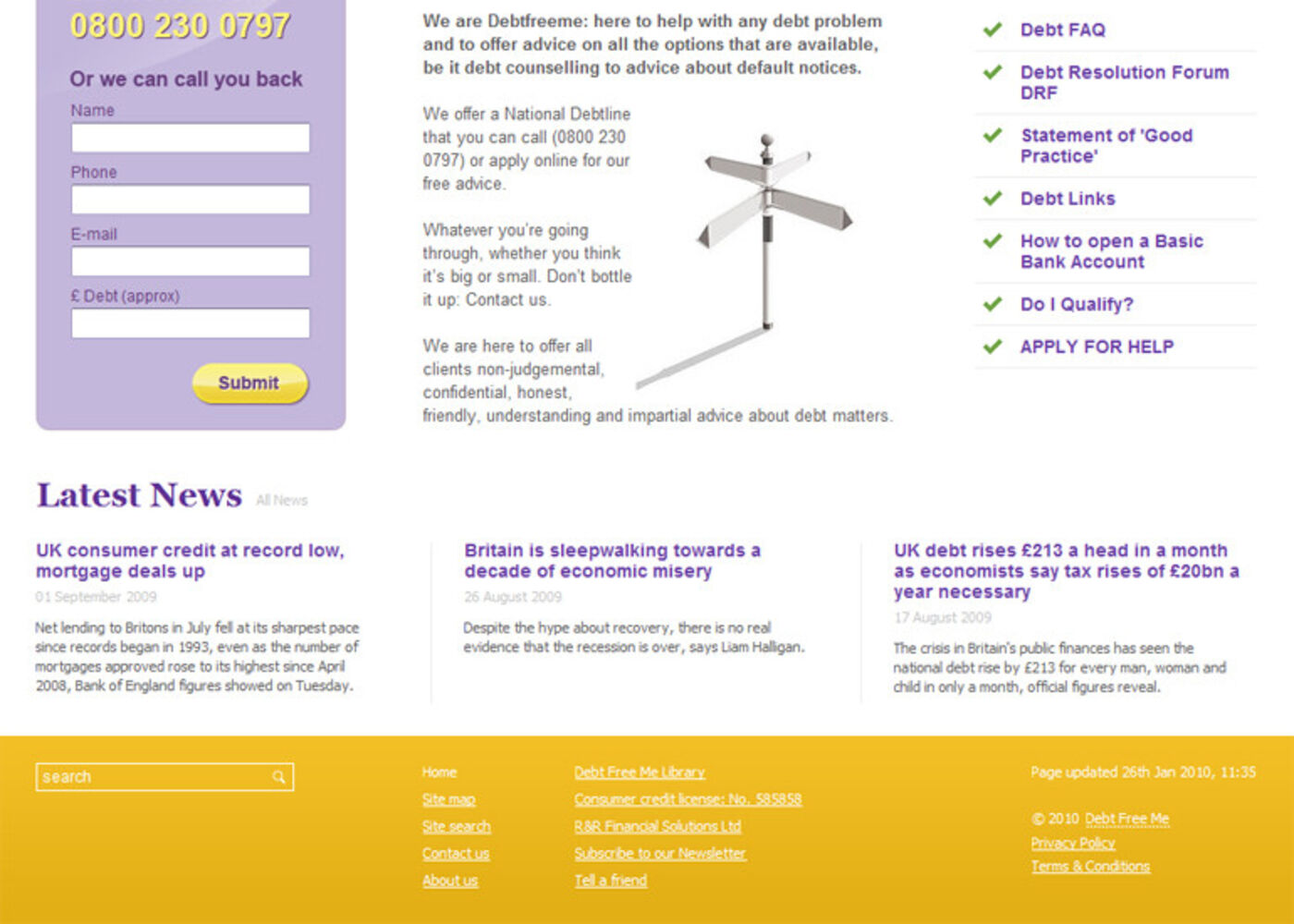 Debt Free Me Homepage footer