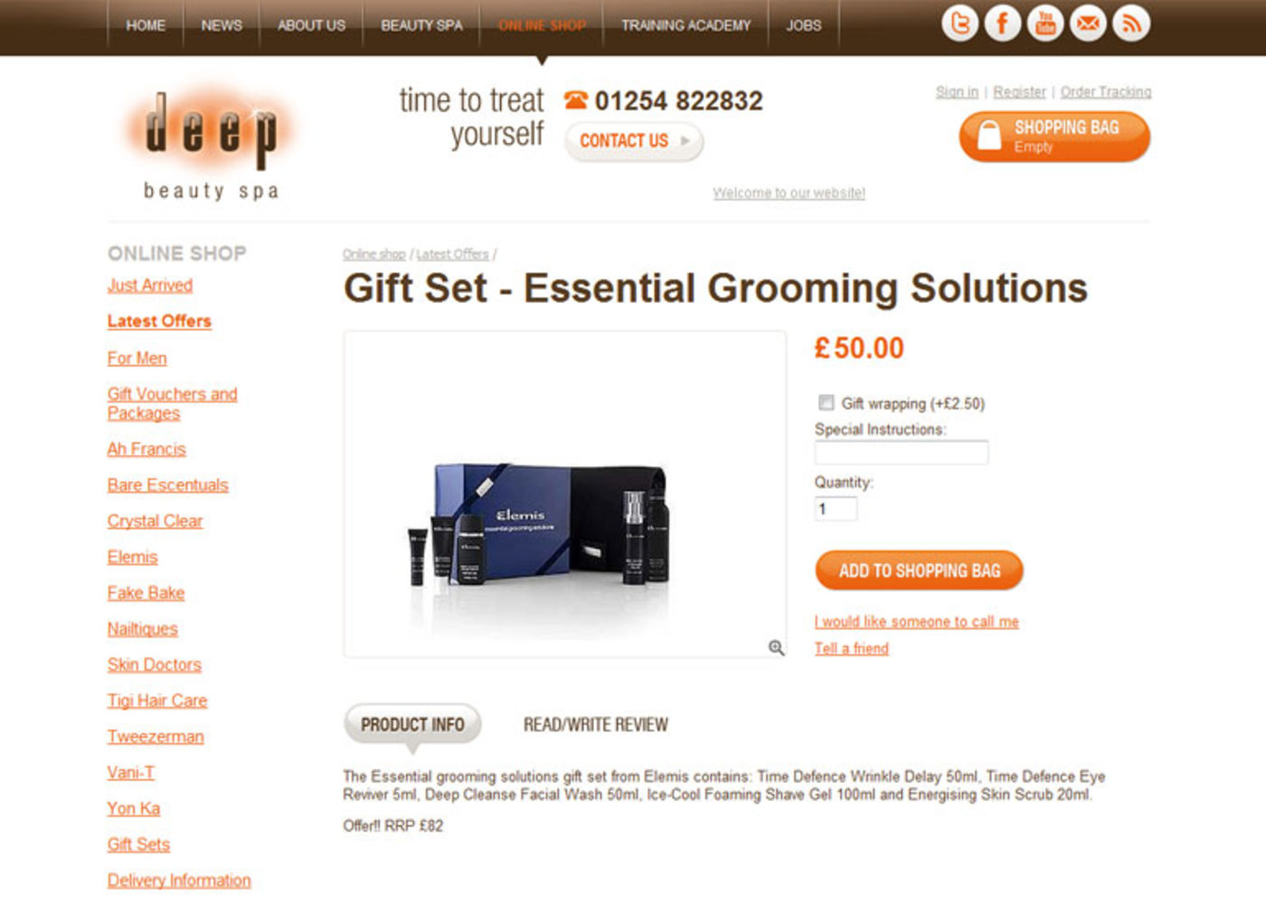 Deep Beauty Spa Product page