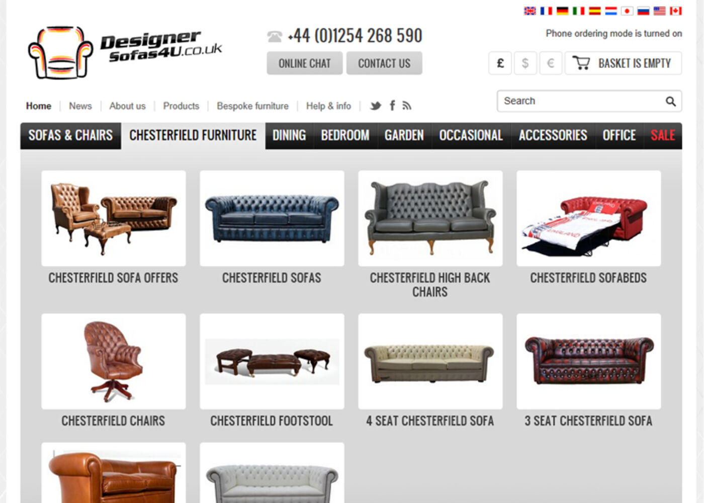 Designer Sofas 4U (2008) Category menu