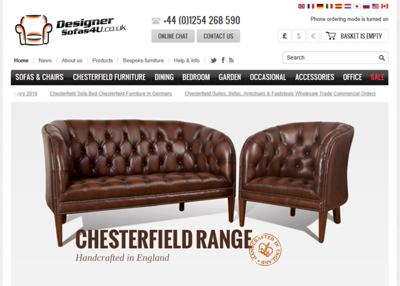 Designer Sofas 4U (2008) Homepage header