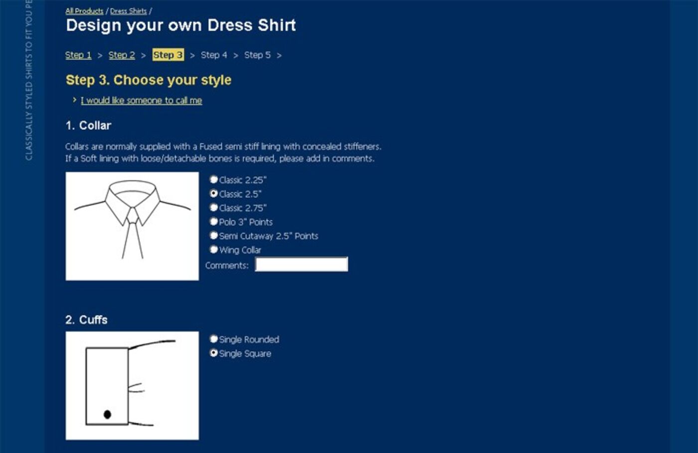 Shirts by Weisters Design Your Own Dress Shirt Step 3