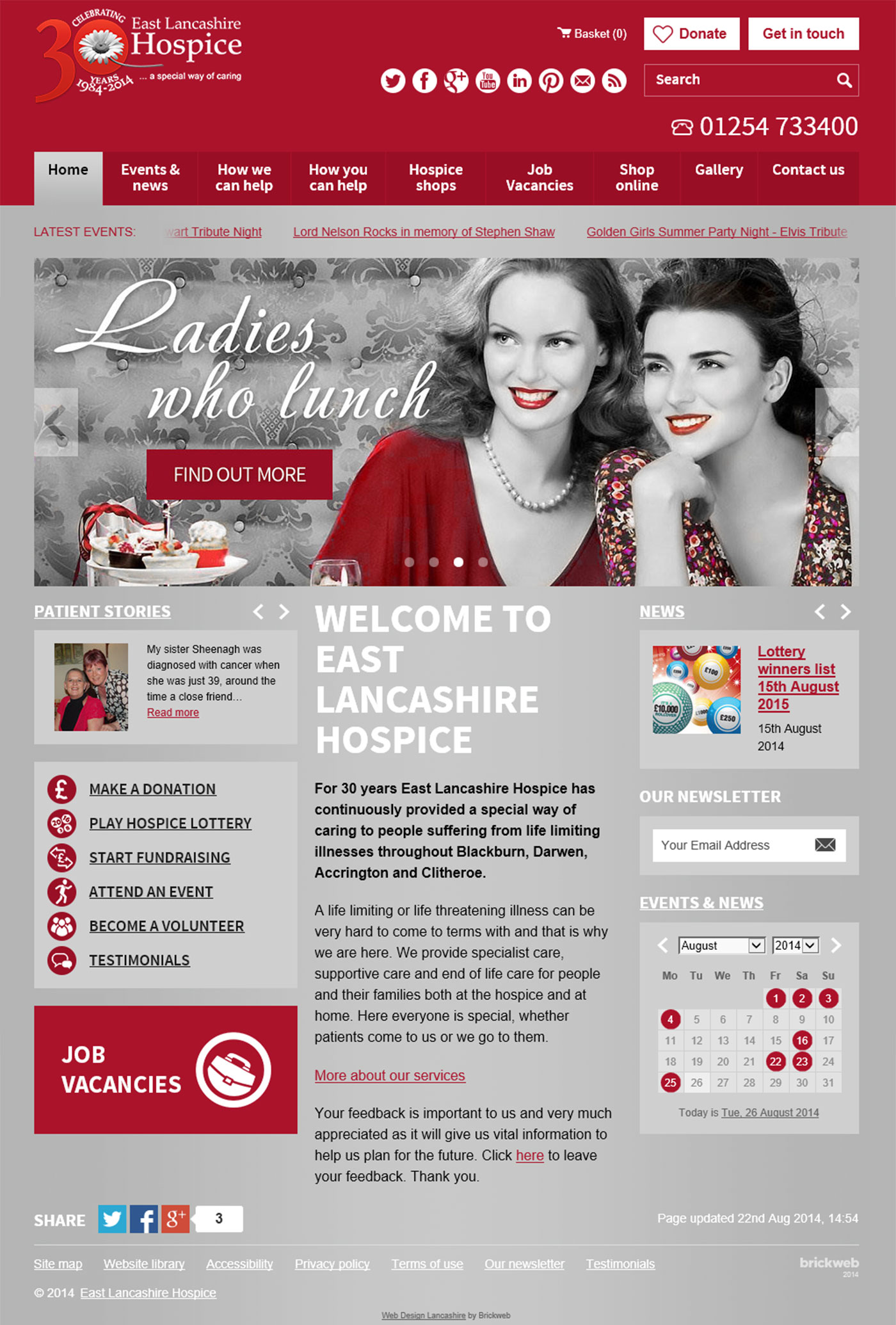 East Lancashire Hospice (2014) Home page