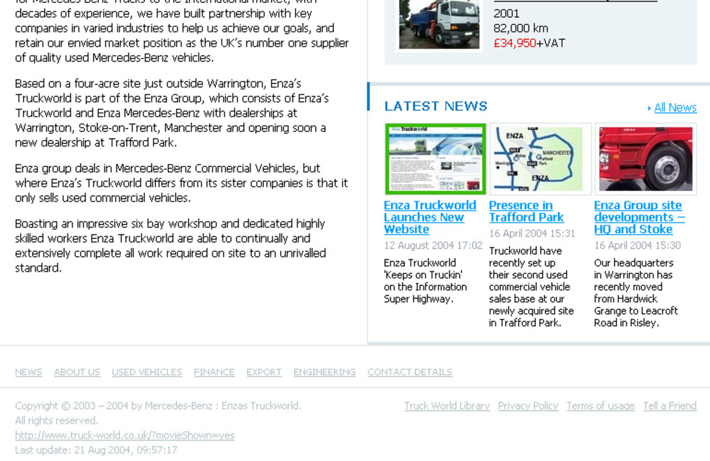 Enza's Truck World Homepage footer