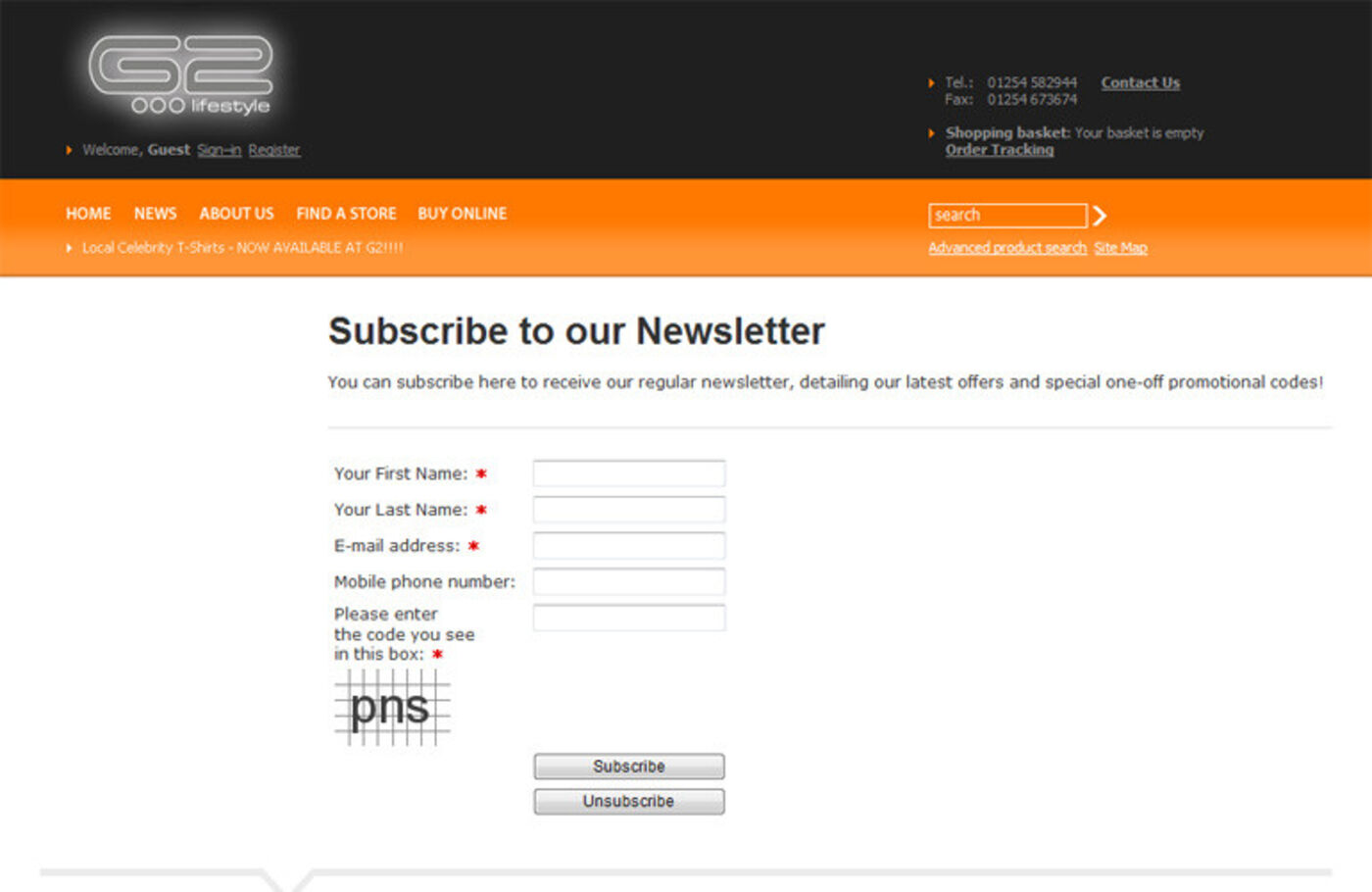 G2 Lifestyle Form: Subscribe to our Newsletter