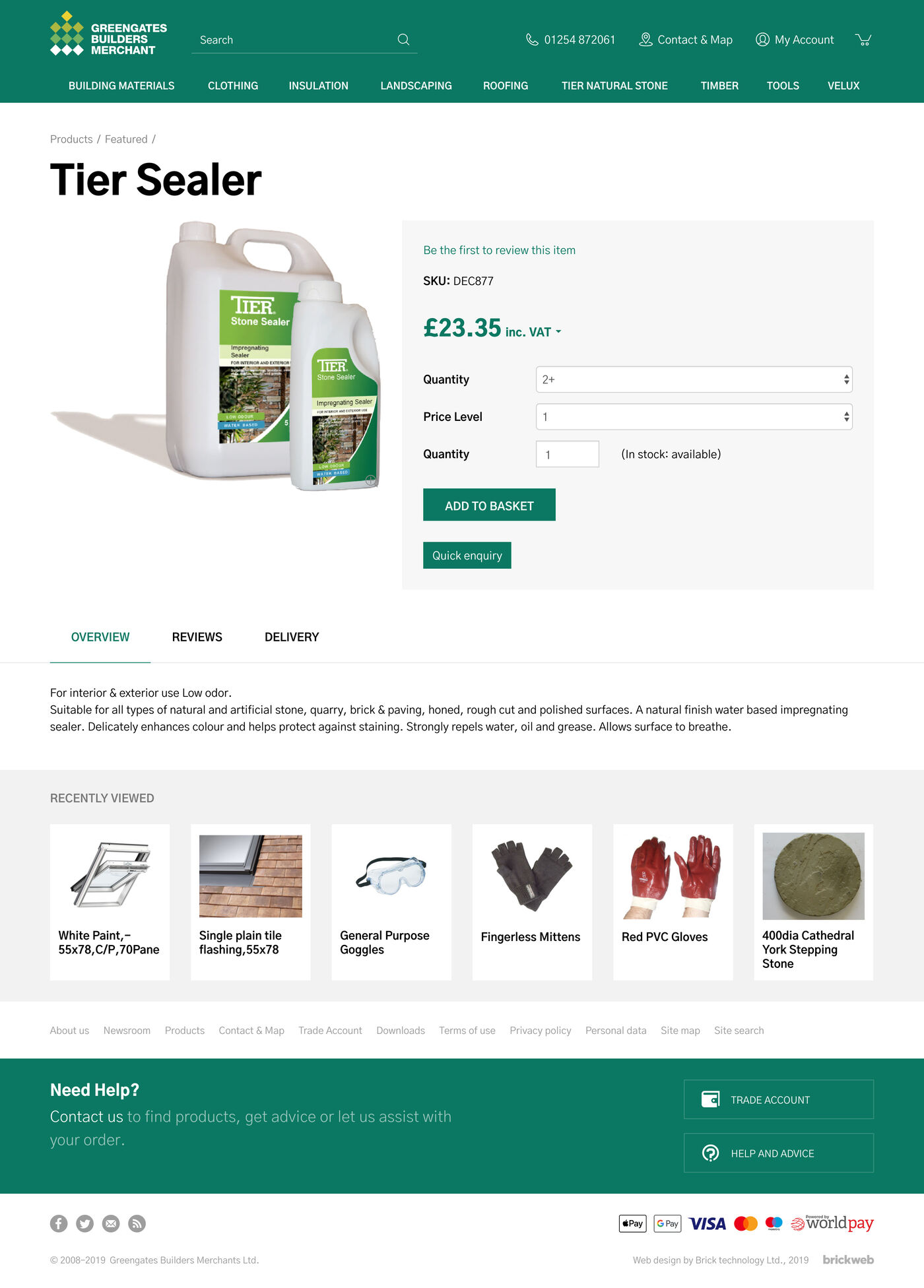 Greengates Builders Merchants (2019) Product