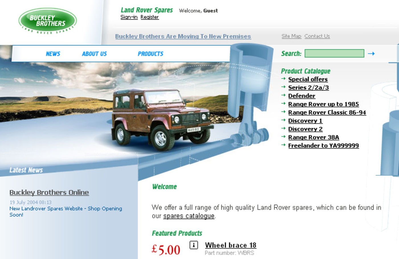 Land Rover Spares Homepage header