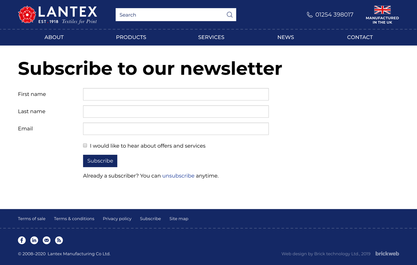 Lantex Subscribe to our newsletter