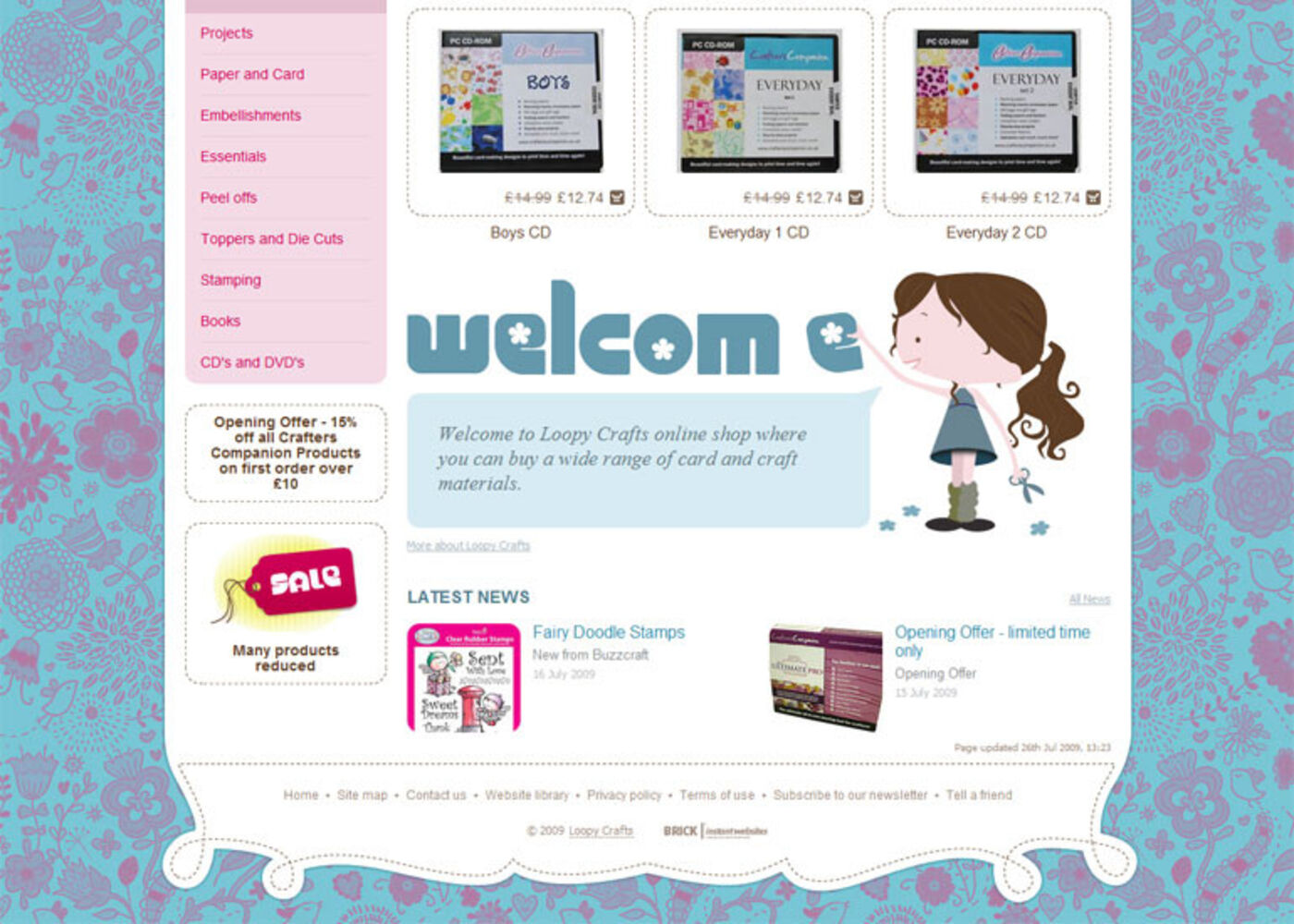 Loopy Crafts Homepage footer