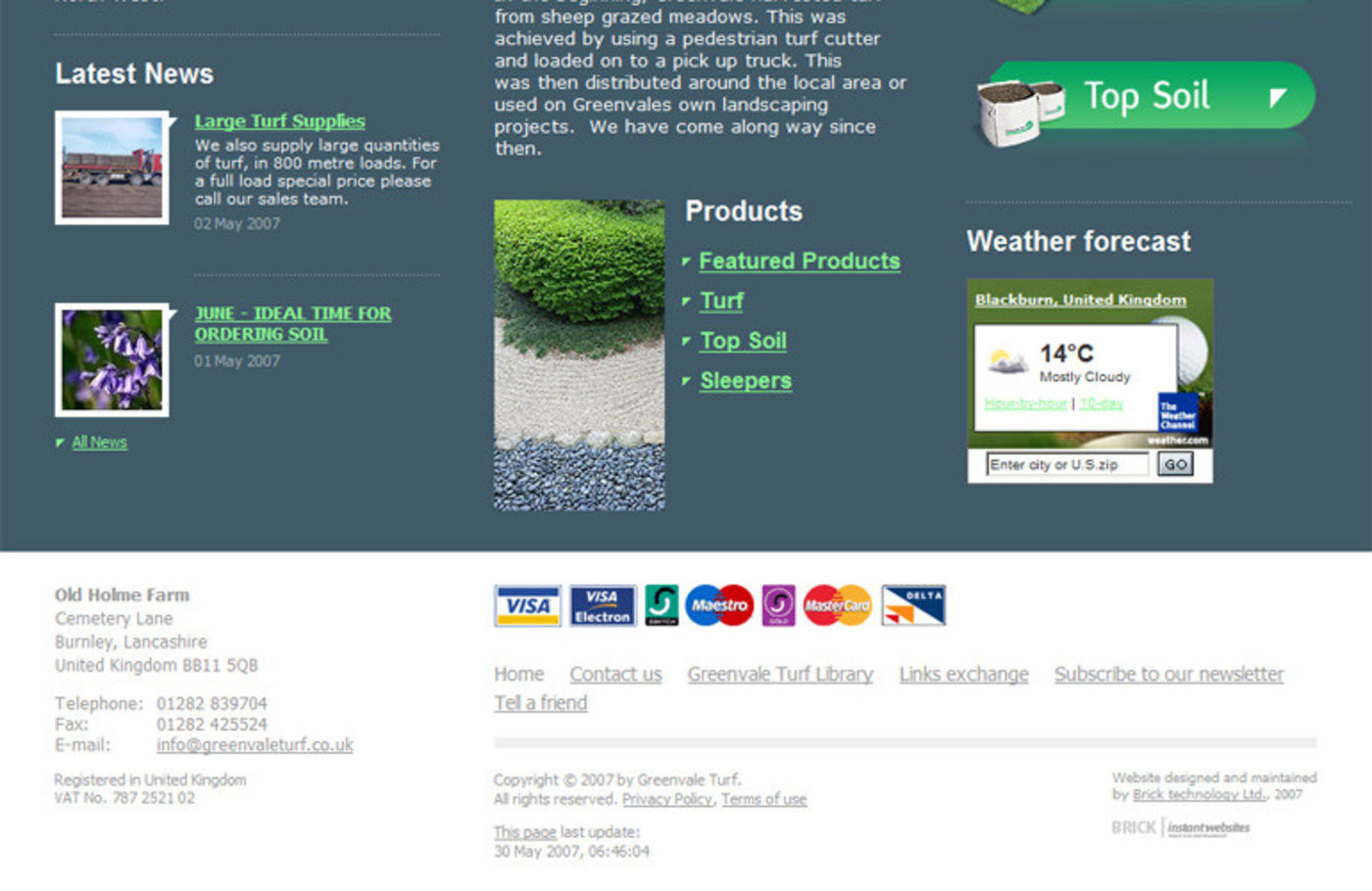 Greenvale Turf Homepage footer