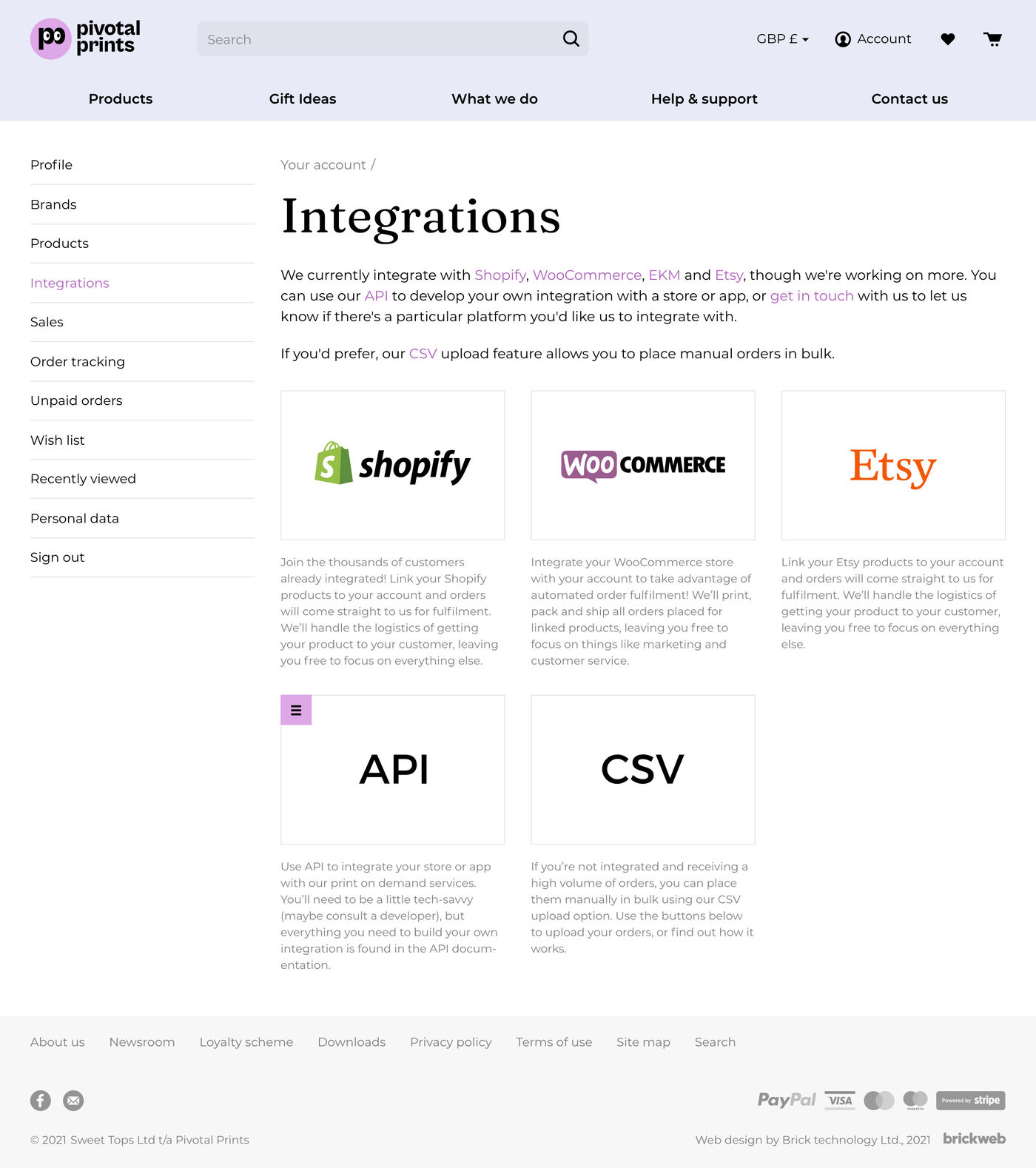 Pivotal Prints Integrations