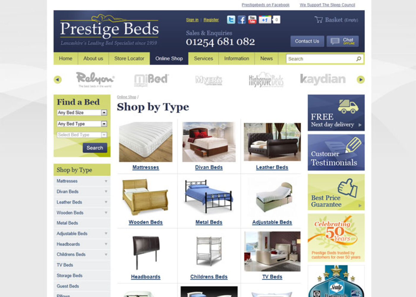 Prestige Beds (2011) Shope by Type