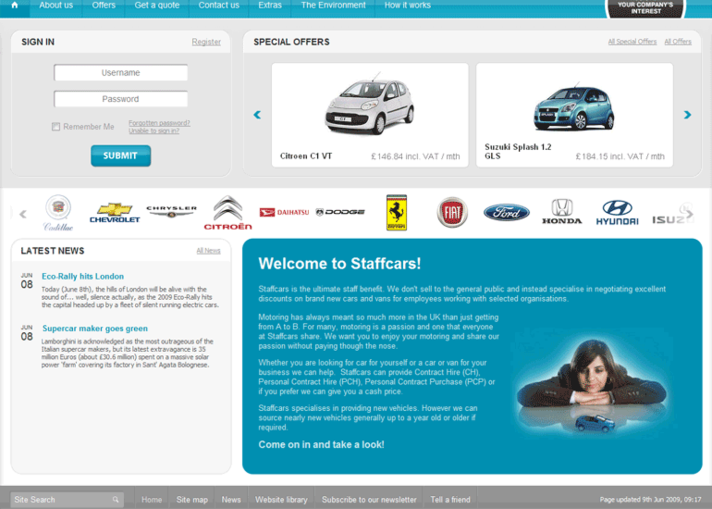 Staffcars Homepage footer