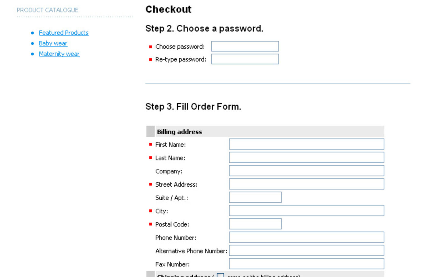 The Bump Maternity Clothing & Babywear Checkout, Step 2