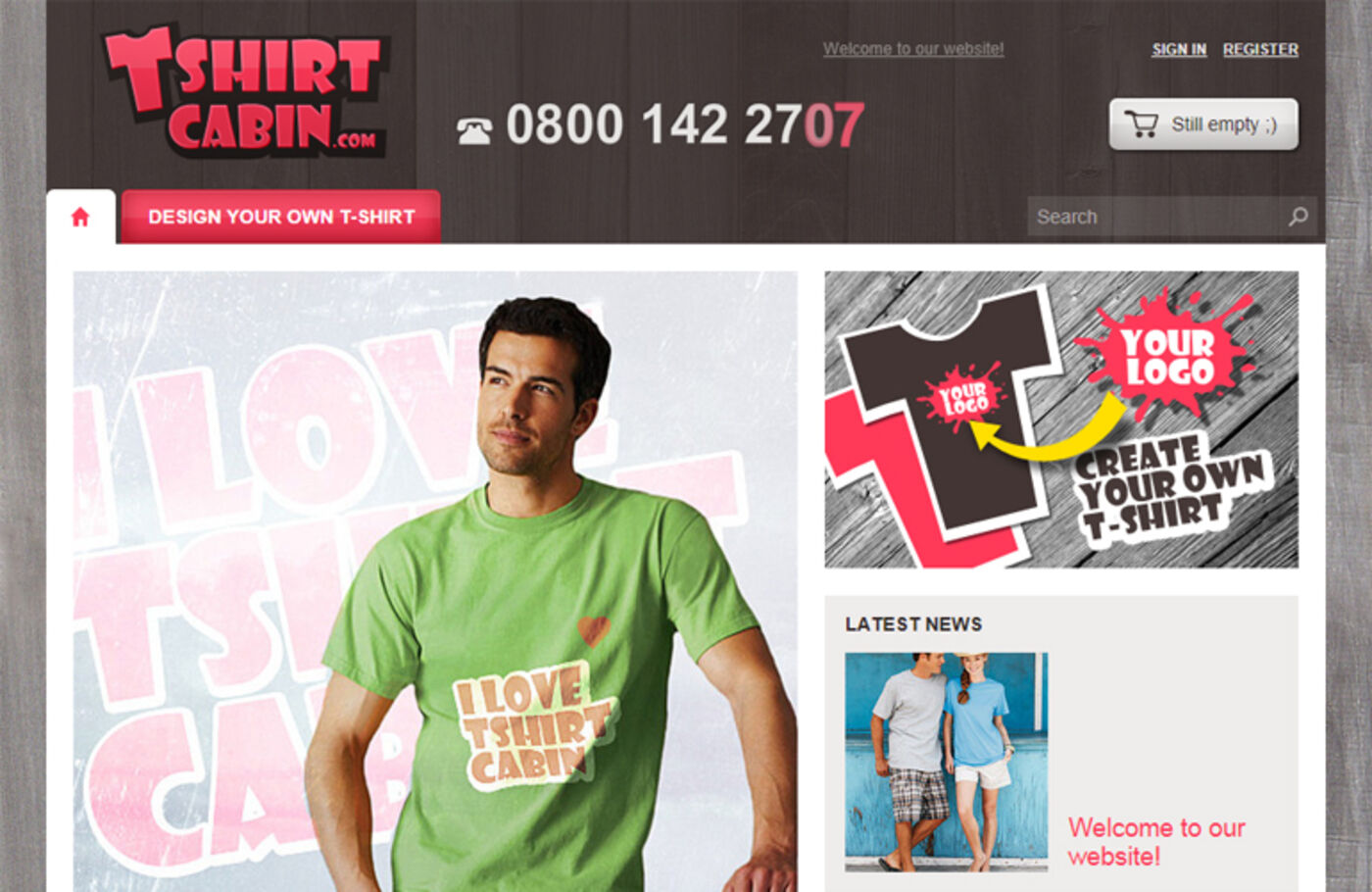 T-Shirt Cabin Homepage header