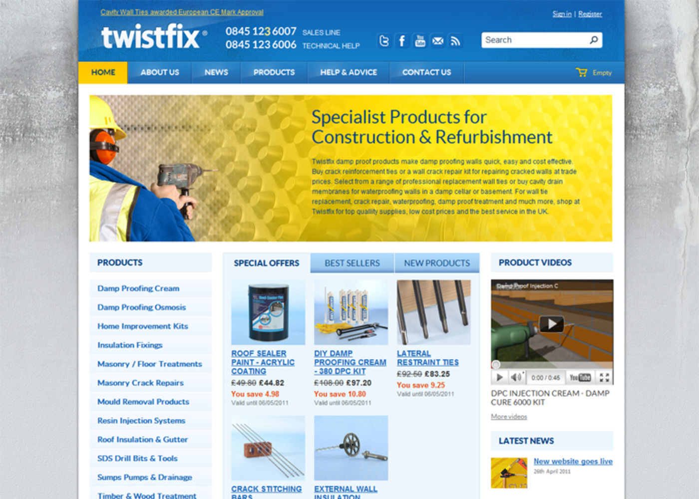 Twistfix (2011) Homepage header
