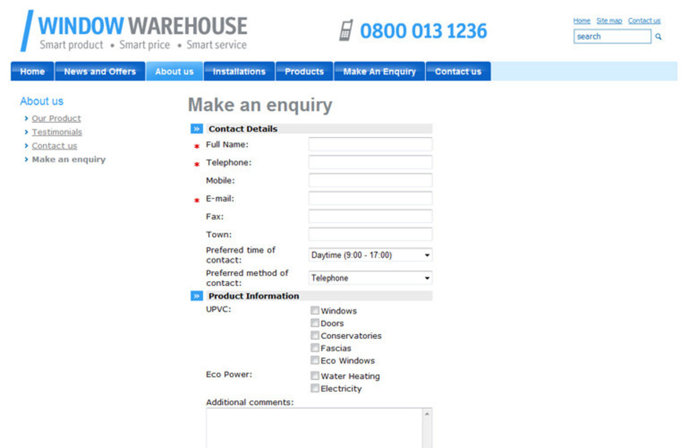 Window Warehouse Make an enquiry